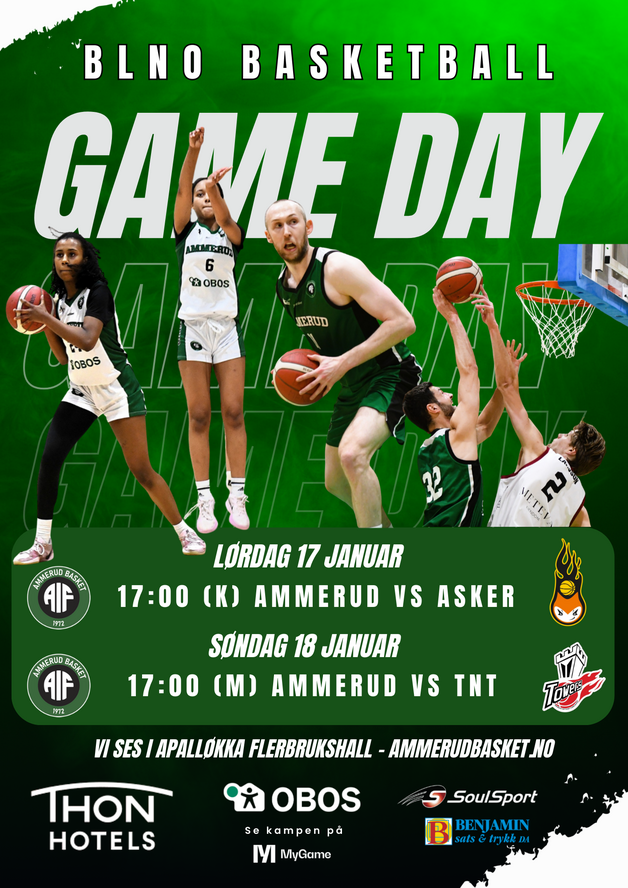 Event image Elite Basketball BLNO Lør kl 17 Damer Ammerud-Asker og Søn kl 17 Herrer Ammerud-TNT