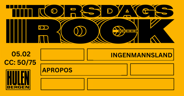 Event image Torsdagsrock: Ingenmannsland + Apropos || Hulen