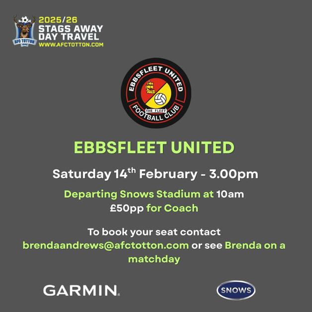 Event image Coach to Ebbsfleet Saturday 14th February