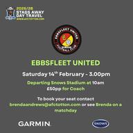 Event image Coach to Ebbsfleet Saturday 14th February