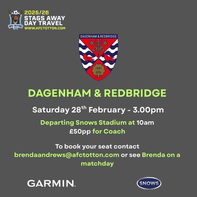 Event image Coach to Dagenham & Redbridge 