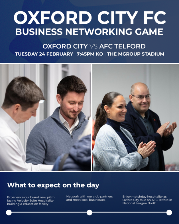 Event image Oxford City FC Networking Matchday: Oxford City vs AFC Telford