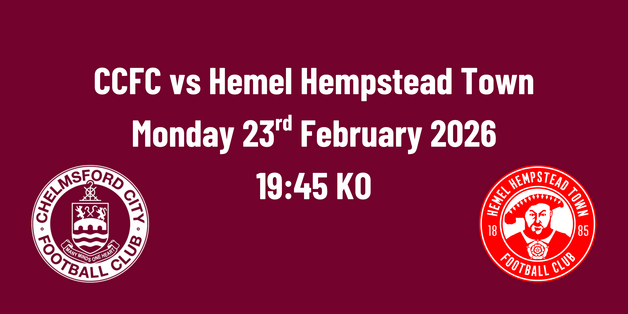 Event image AWAY TICKETS - NLS Chelmsford City vs Hemel Hempstead