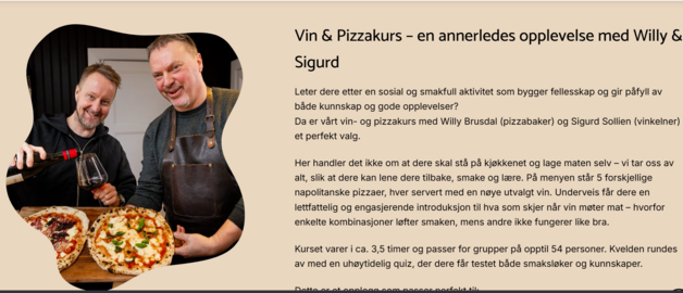 Event image En festaften med vin og pizza – Sigurd Sollien og Willy Brustad