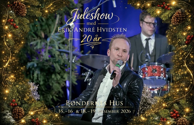 Event image Juleshow med Erik-André Hvidsten på Bøndernes Hus, Borge, 15.des