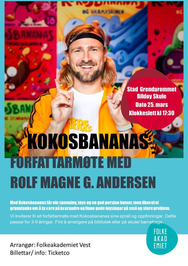 Event image Kokosbananas- forfattarmøte med Rolf Magne G. Andersen