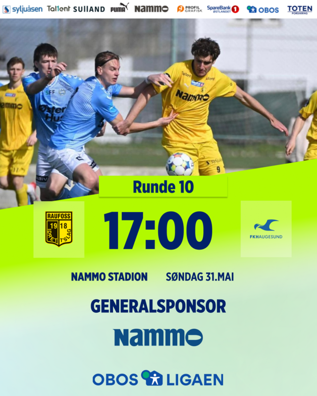Event image  Raufoss - Haugesund OBOS-ligaen runde 10