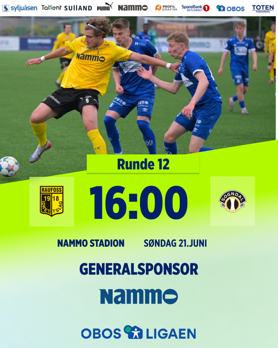 Event image  Raufoss - Sogndal OBOS-ligaen runde 12