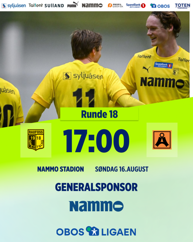 Event image  Raufoss - Åsane OBOS-ligaen runde 18