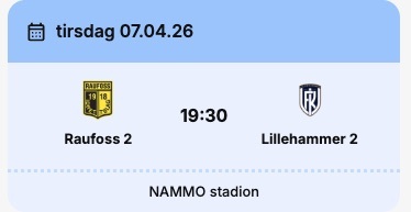 Event image Raufoss 2 - Lillehammer 2 4.div menn 