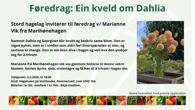 Event image Føredrag: Ein kveld om Dahlia / Georginer