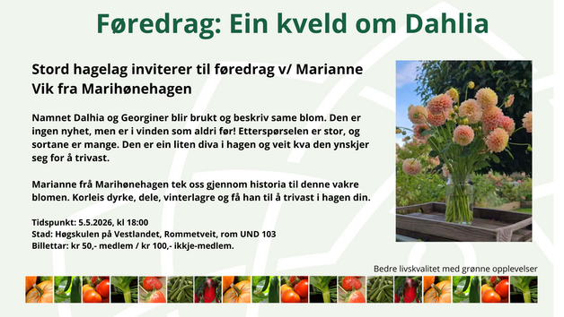 Event image Føredrag: Ein kveld om Dahlia / Georginer