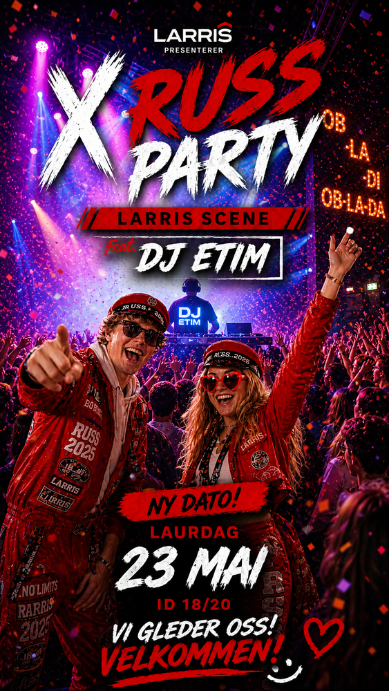 Event image X -RUSS 2026 // M/DJ ETIM // LAURDAG 23. MAI @LARRIS SCENE 