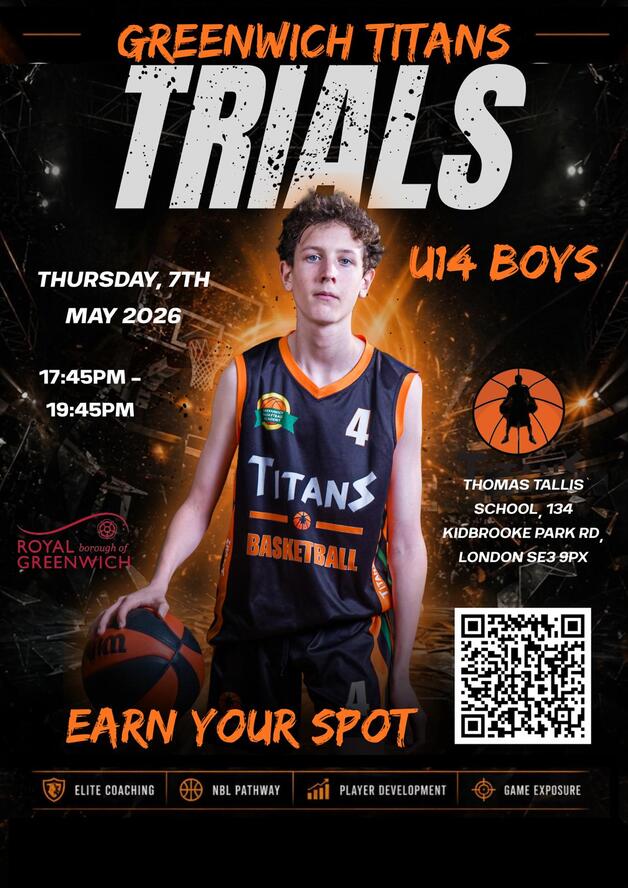 Event image Greenwich Titans U14 Boys NBL Trials 2026