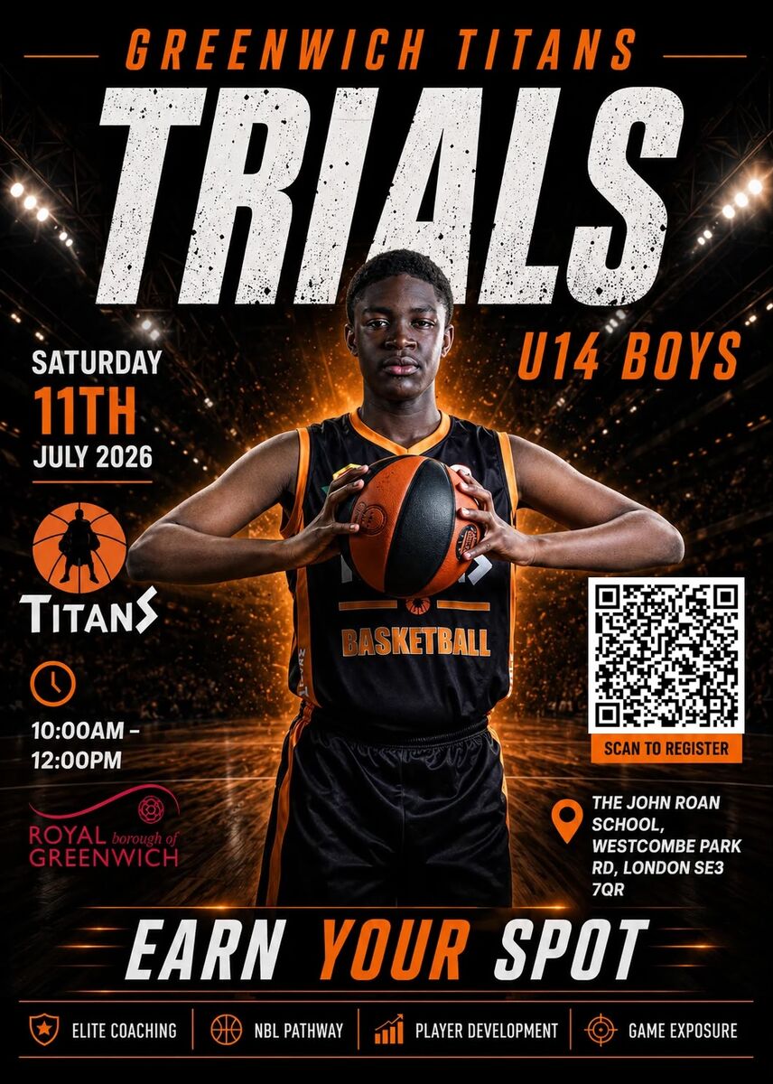 Event image Greenwich Titans U14 NBL Trials 2025 Part 2