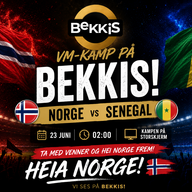 Event image Norge vs Senegal Fotball VM 2026 // Bekkis Bar