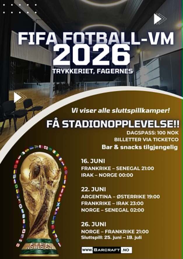 Event image Fotballfesten Trykkeriet Fagernes:  MANDAG 22. JUNI - Dagsbillett