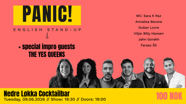 Event image Here comes summer - Panic! English Stand-Up + special impro guests