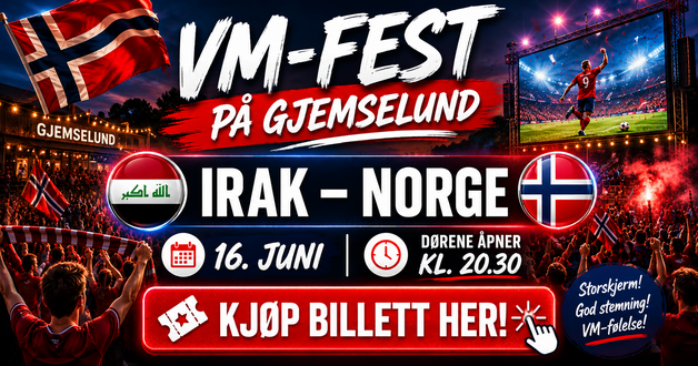 Event image VM-FEST PÅ GJEMSELUND:  IRAK - NORGE