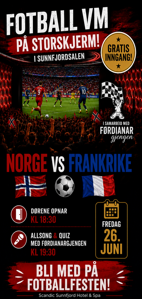 Event image VM-FEST I SUNNFJORDSALEN // NORGE VS FRANKRIKE 