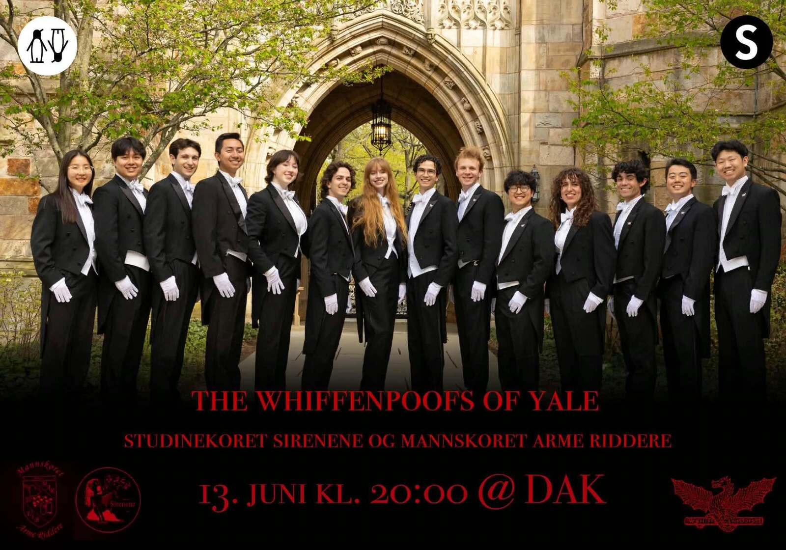 Event image Konsert med The Whiffenpoofs of Yale, Studinekoret Sirenene og Mannskoret Arme Riddere 2026