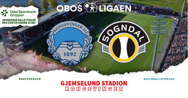 Event image KONGSVINGER - SOGNDAL | OBOS-LIGAEN 2026