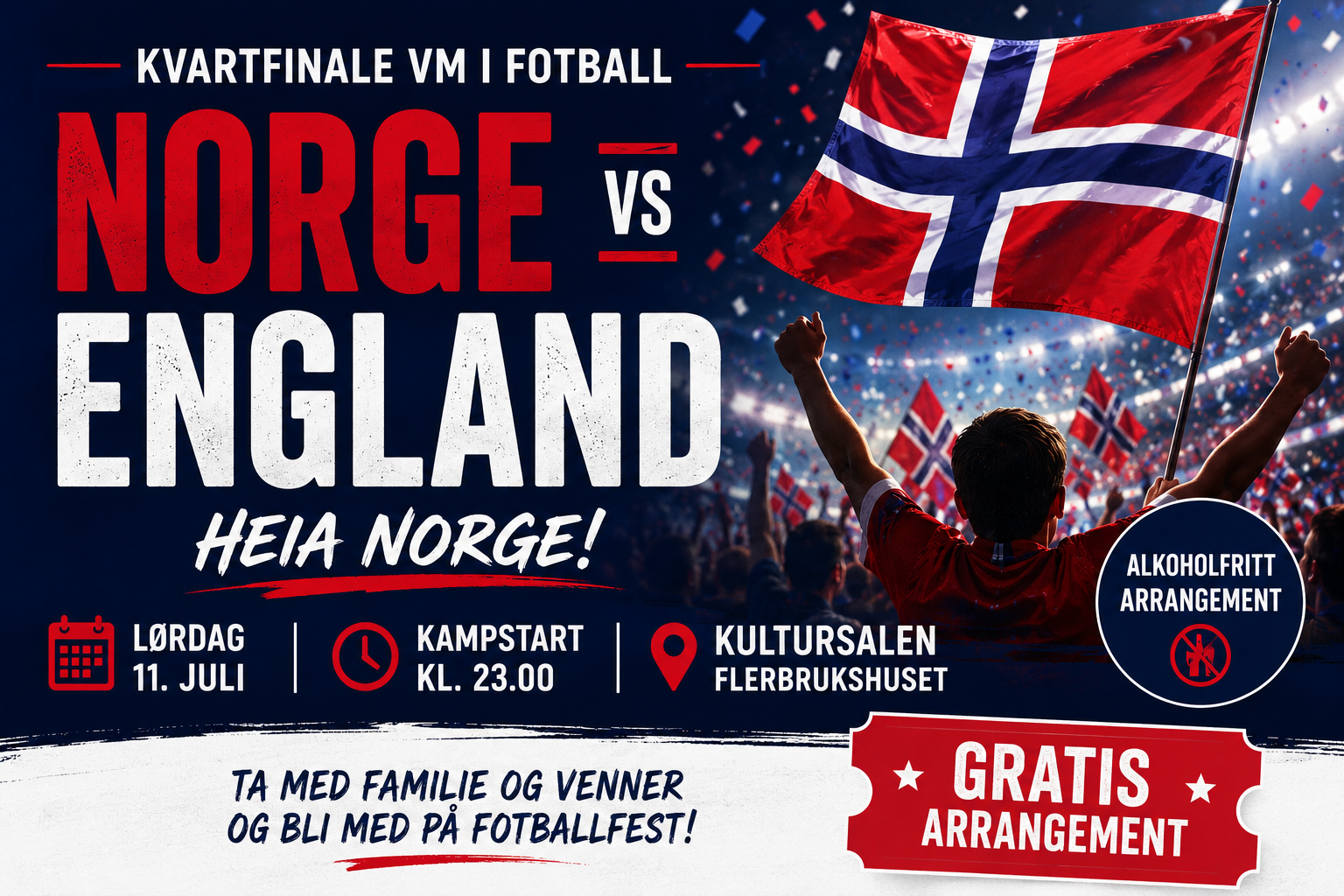Event image Norge - England i Kultursalen - Vardø kommune