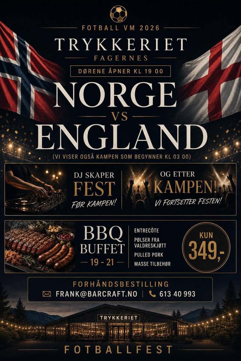 Event image Fotballfesten Trykkeriet: NORGE VS ENGLAND / Lørdag 11.juli