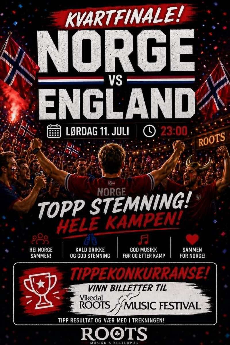 Event image Norge - England på Roots Pub 11.juli-26
