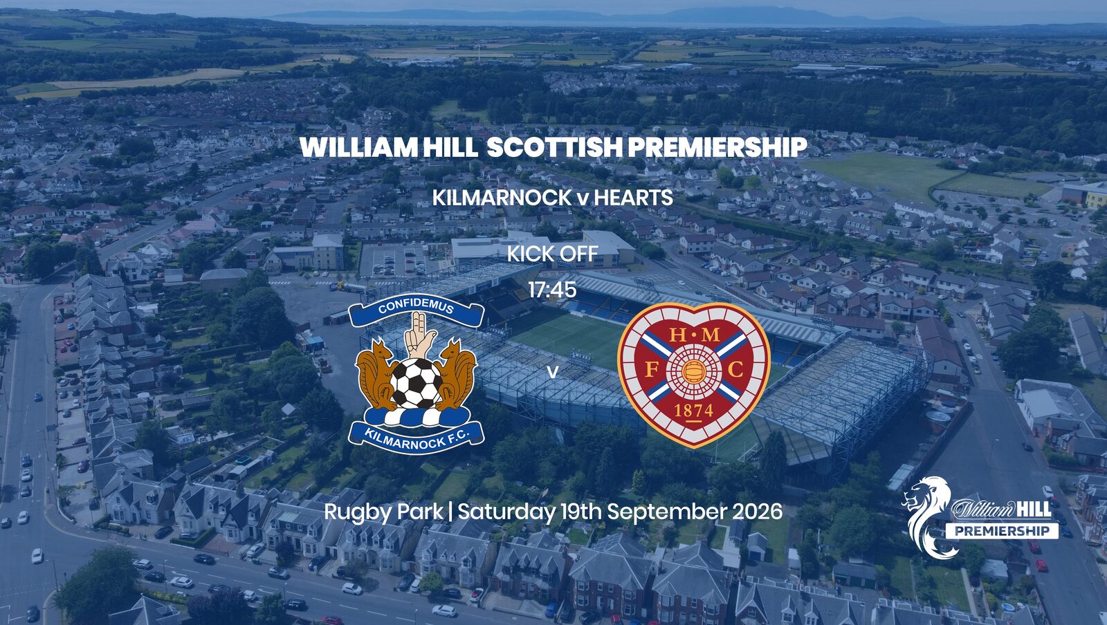 Event image William Hill Premiership: Kilmarnock v Heart of Midlothian - Saturday 19th September 2026
