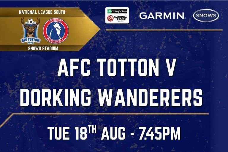 Event image AFC Totton v Dorking Wanderers - NLS 26/27 - 18th August 7.45pm