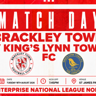 Event image Brackley Town FC v King's Lynn Town FC – Enterprise National League North – Tuesday 18th August 2026 - KO 7.45pm