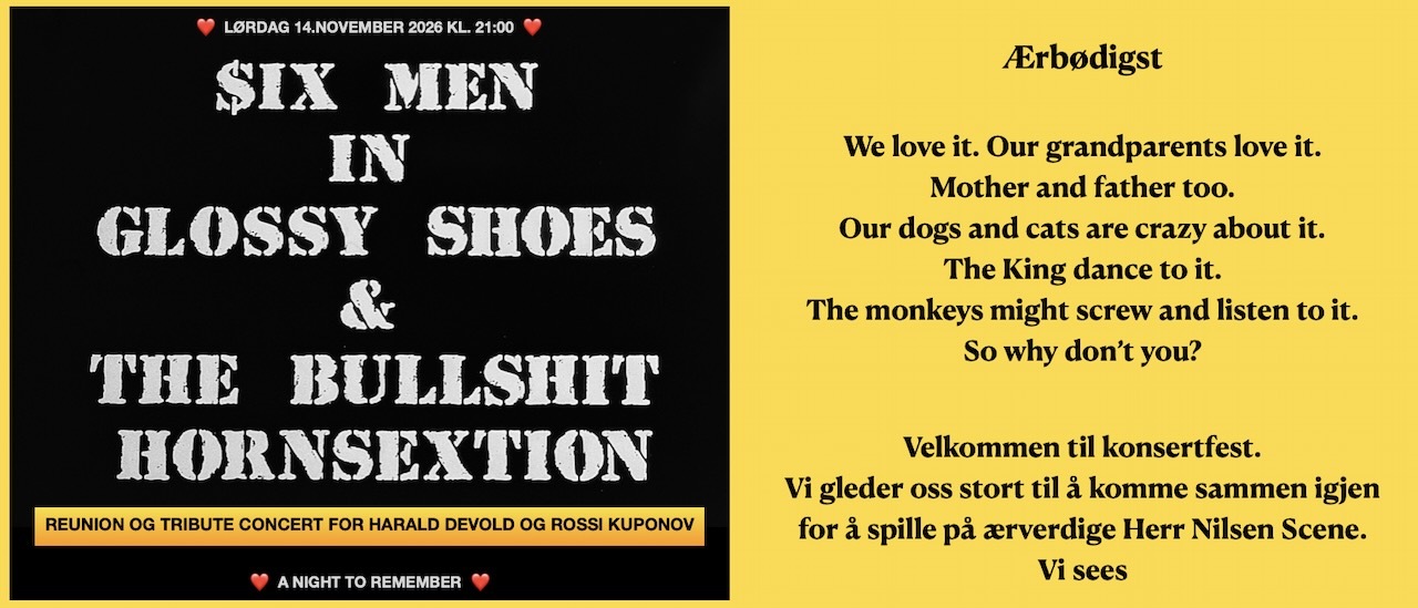 Event image Six Men In Glossy Shoes And The Bullshit Hornsextion