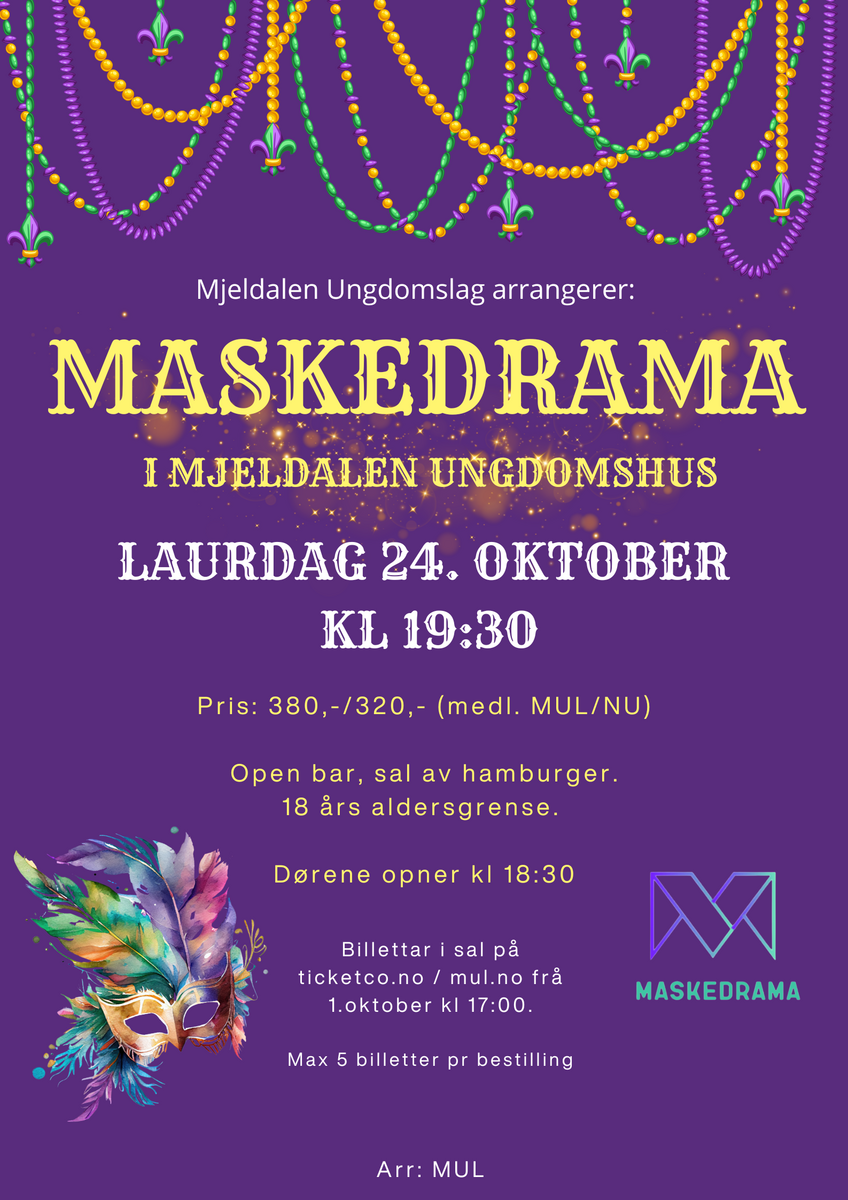 Event image Maskedrama 24. oktober kl 19:30