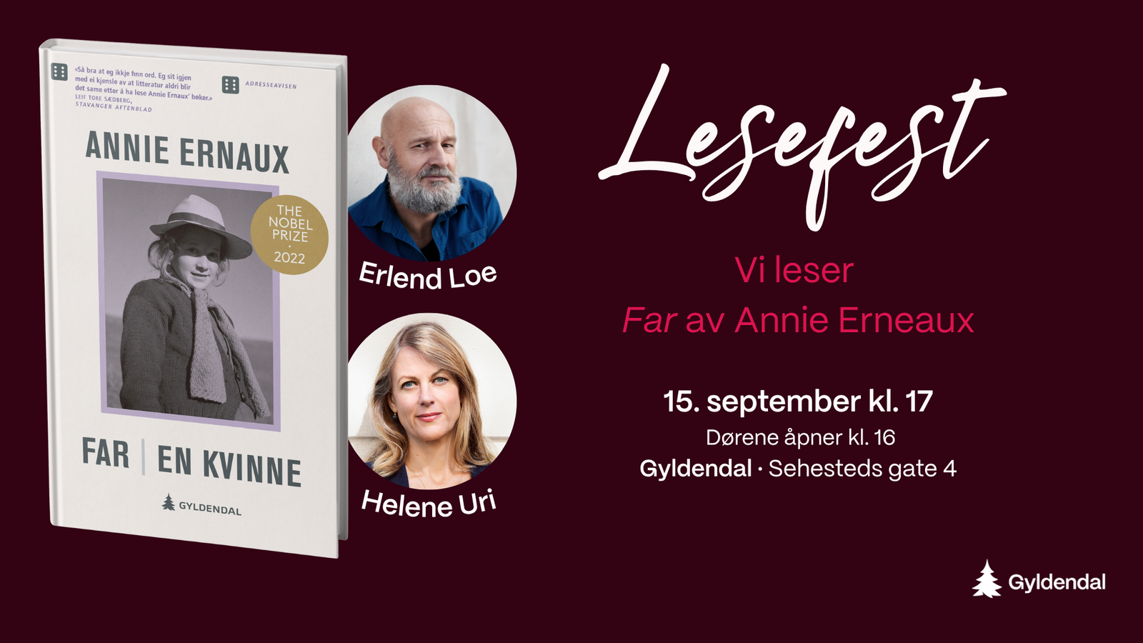 Event image Lesefest: Vi leser Annie Ernaux' Far