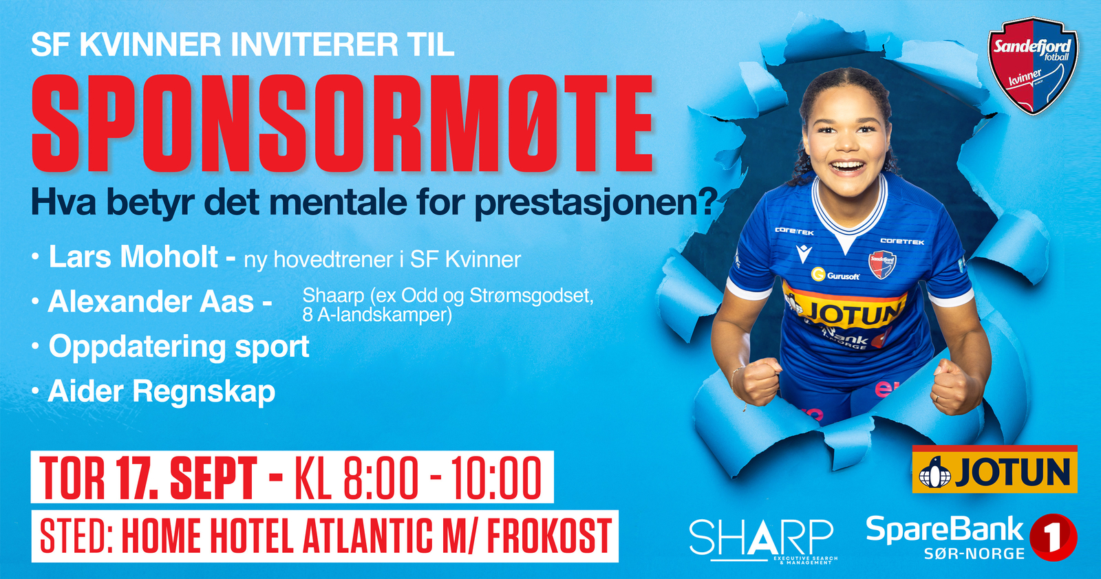 Event image Invitasjon sponsorfrokost SF Kvinner hos Home Hotel Atlantic