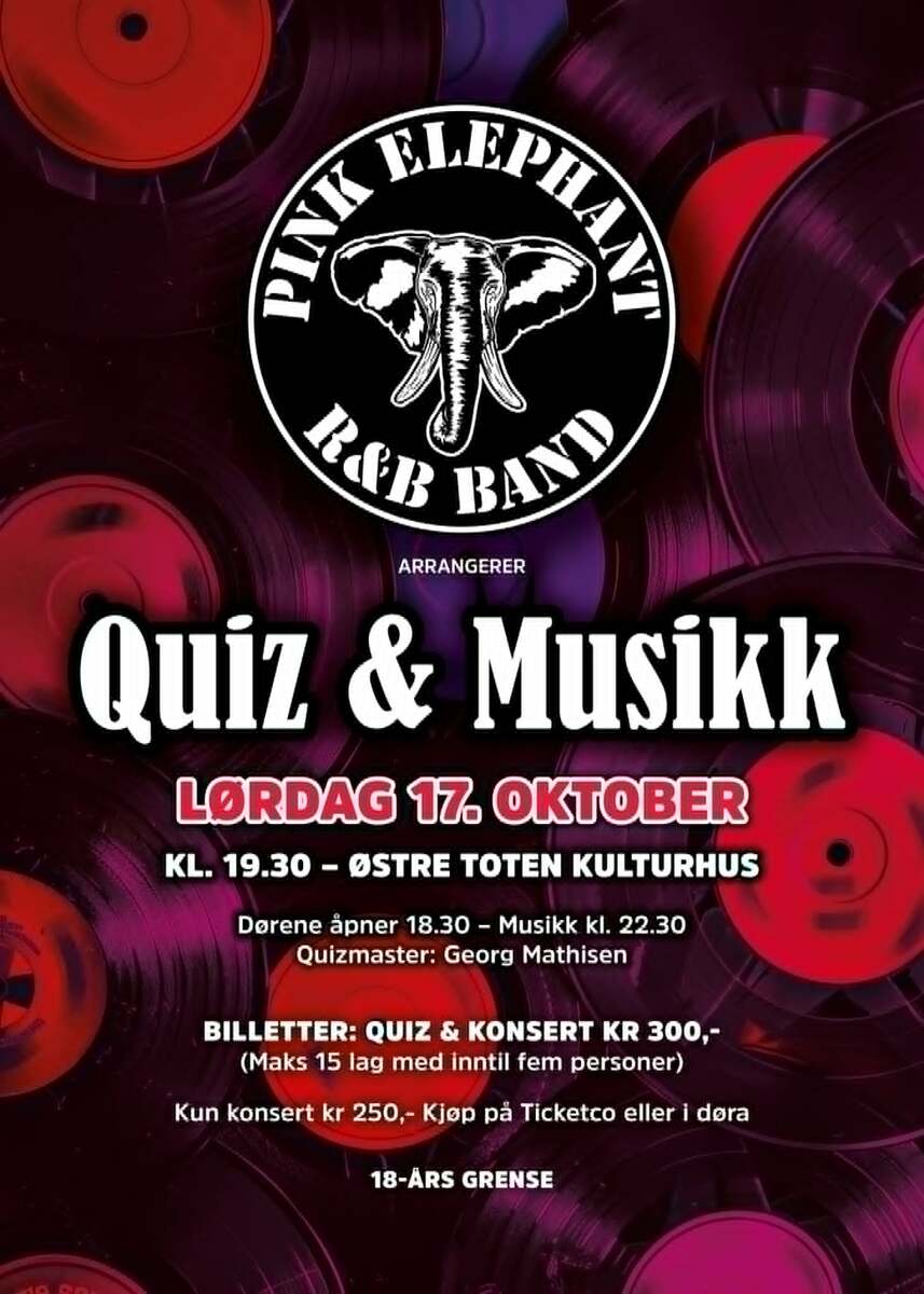 Event image Quiz & Musikk med Pink Elephant 