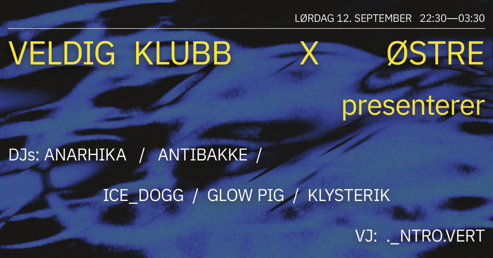Event image Veldig Klubb pres. Anarhika, Glow Pig, Antibakke, Ice_Dogg og Klysterik