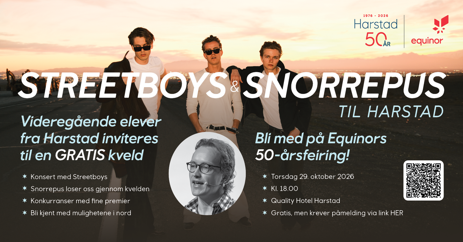 Event image 🎉 Equinor 50 år i nord: Streetboys og Snorrepus kommer til Harstad! 🎤🔥