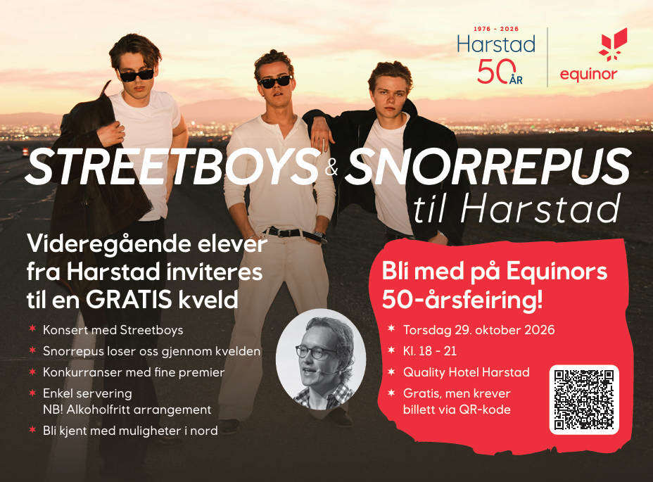 Event image 🎉 Equinor 50 år i nord: Streetboys og Snorrepus kommer til Harstad! 🎤🔥