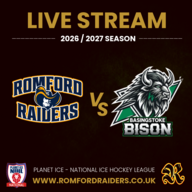 Event image **LIVE STREAM** Romford Raiders vs Basingstoke Bison | Sunday 27th September 2026 | 17:15 Face Off - NIHL 2026/2027 SEASON