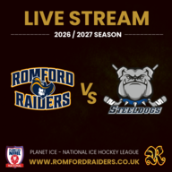 Event image **LIVE STREAM** Romford Raiders vs Sheffield Steeldogs | Sunday 18th October 2026 | 17:15 Face Off - NIHL 2026/2027 SEASON