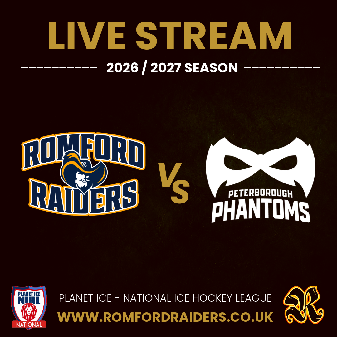 Event image **LIVE STREAM** Romford Raiders vs Peterborough Phantoms | Wednesday 28th October 2026 | 19:15 Face Off - NIHL 2026/2027 SEASON