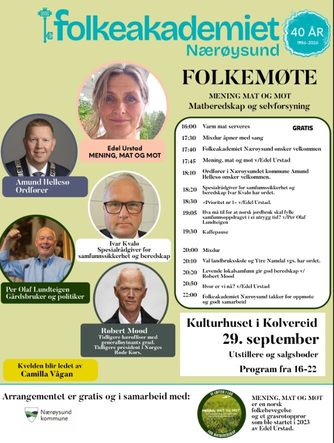 Event image Folkemøte med mening, mat og mot