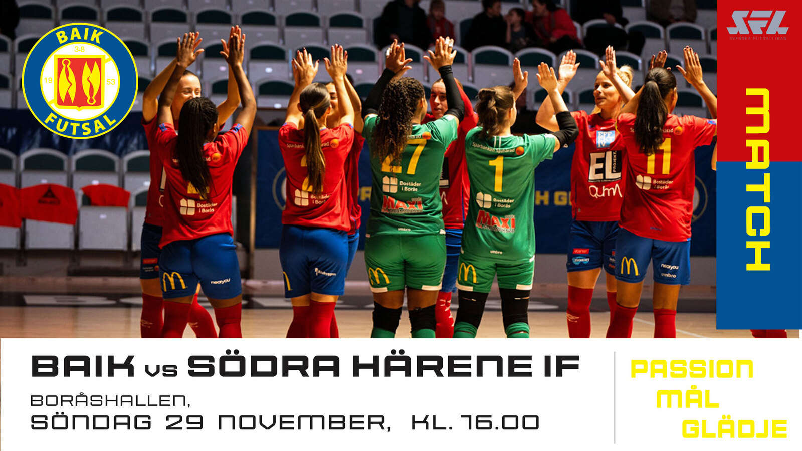 Event image BAIK Futsal - Södra Härene IF i Svenska Futsalligan Dam