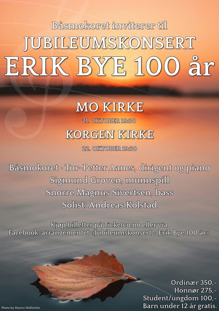 Event image Jubileumskonsert Erik Bye 100 år!
