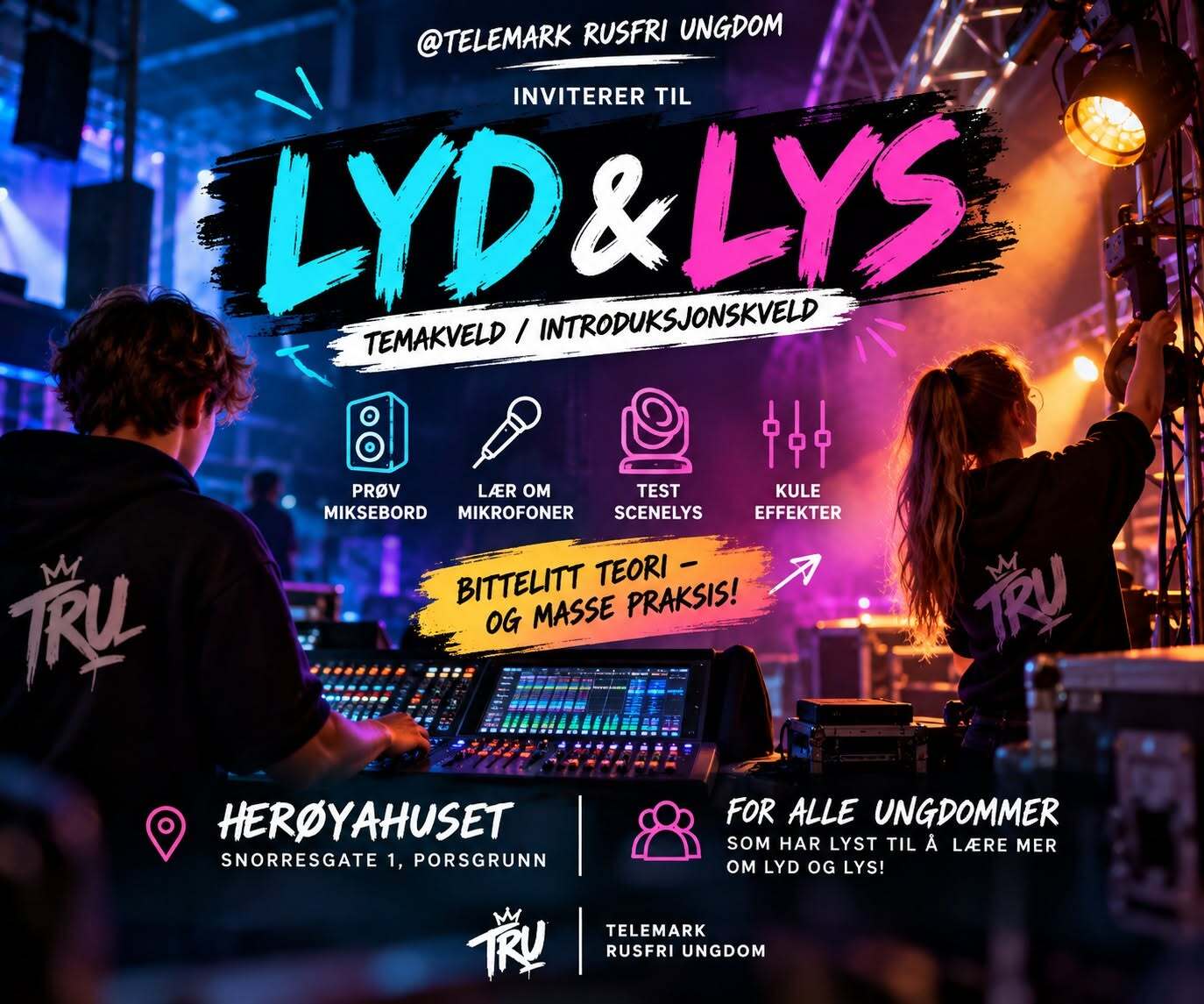 Event image Tema kveld- Lys og Lyd for ungdom