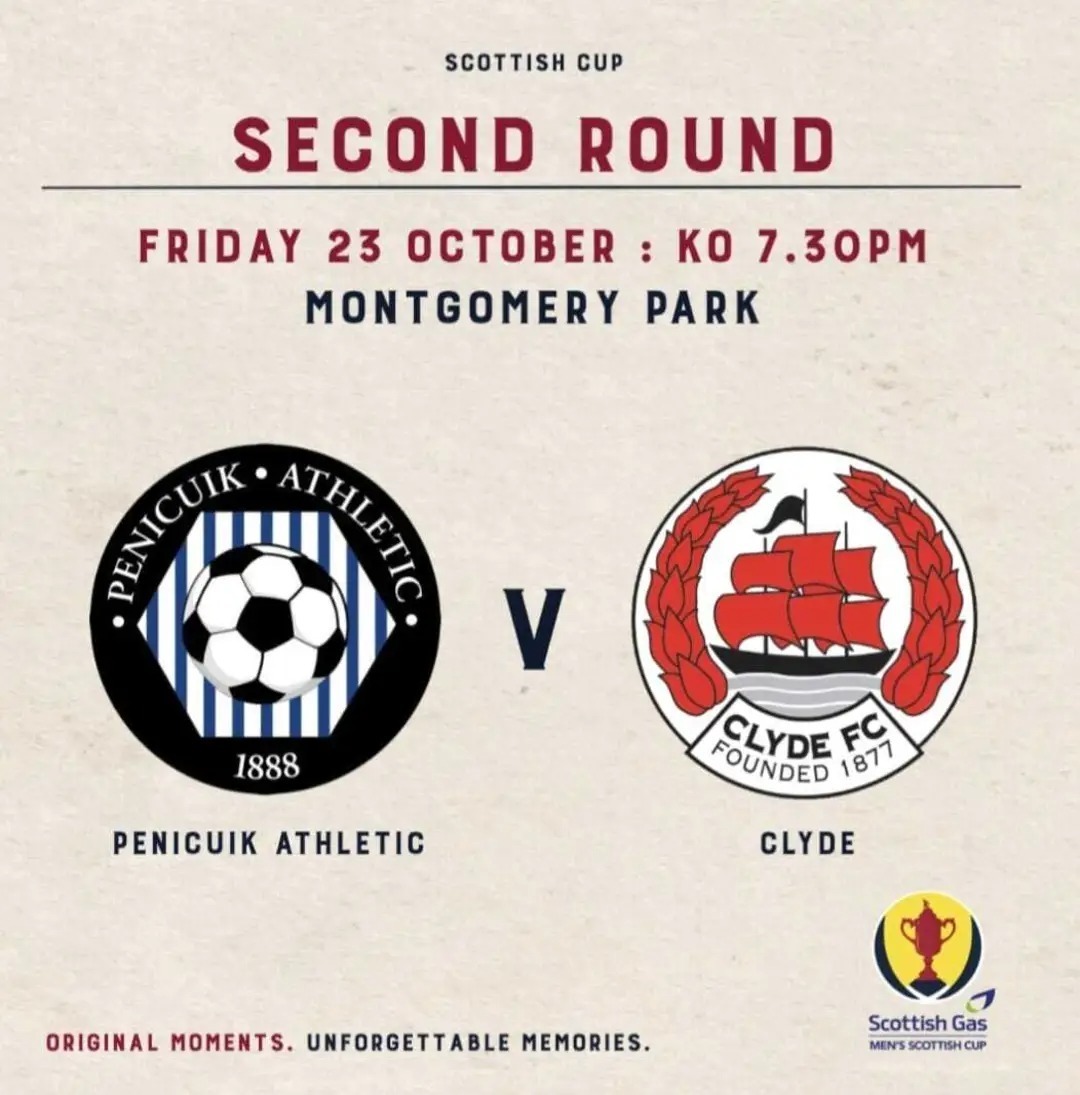 Event image Penicuik Athletic v Clyde | 23 October 2026 | Scottish Gas Scottish Cup | Clyde TV Live Stream