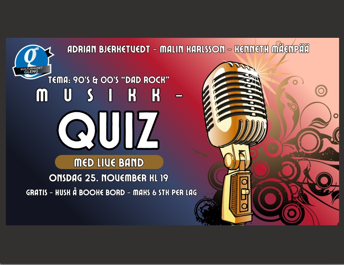 Event image Musikkquiz med live band 25 nov