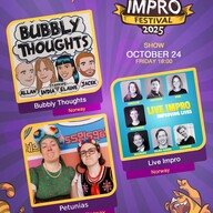 Event image Friday Galleriet 6 PM // Bubbly Thoughts | Petunias | Live Impro // Oslo Impro Festival 2025